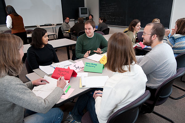 Students in a small group discussion
