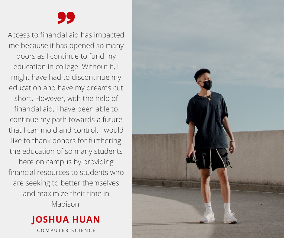 Joshua Huan with Scholarship Quote