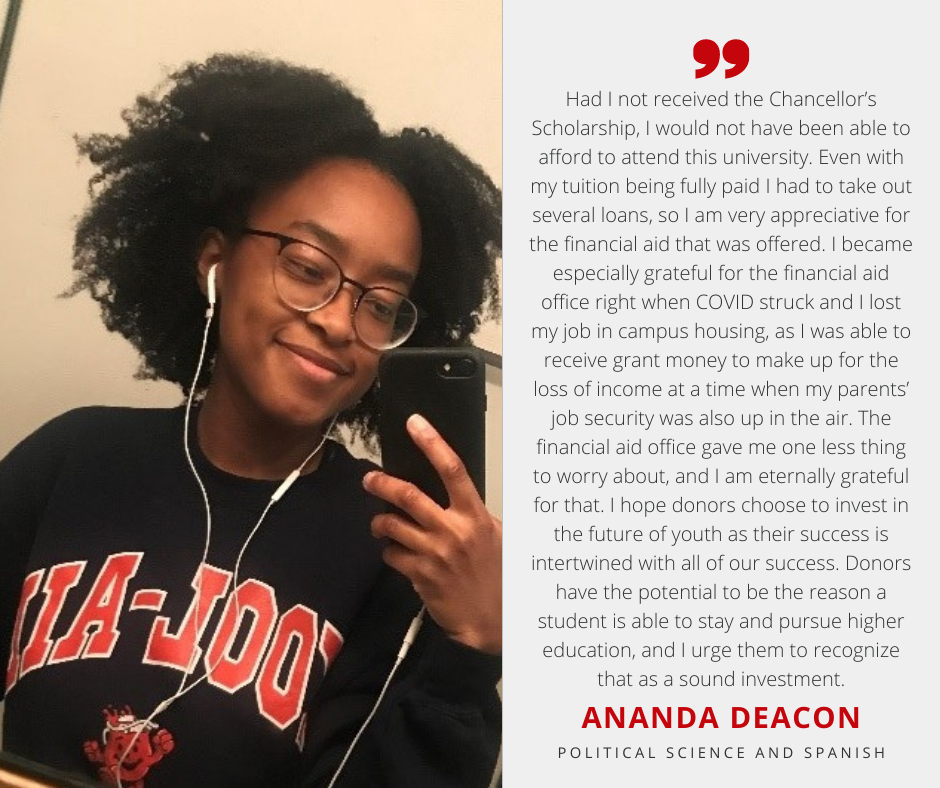 Ananda Deacon with Scholarship Quote