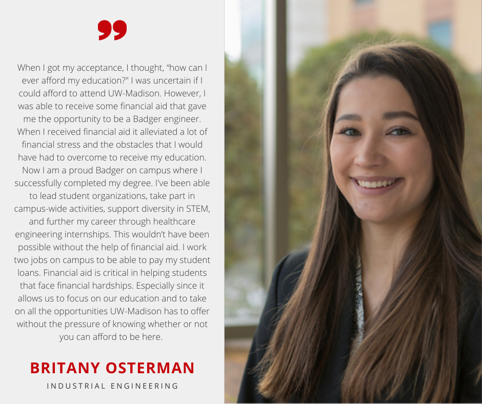Britany Osterman with Scholarship Quote