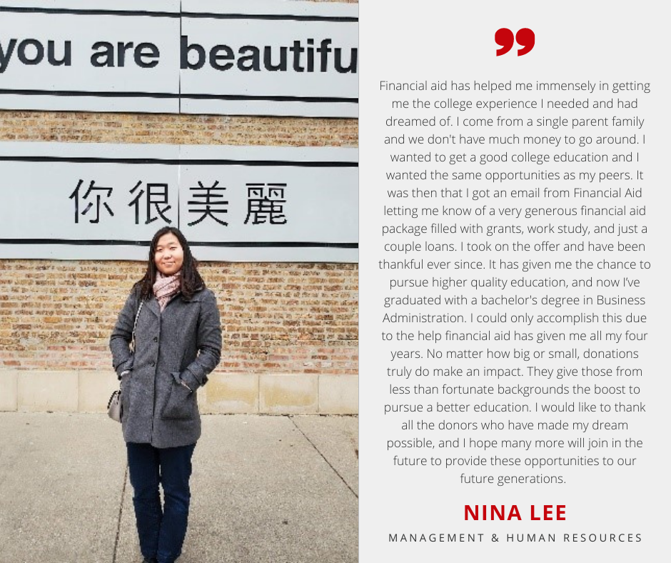 Nina Lee Photo with Scholarship Quote