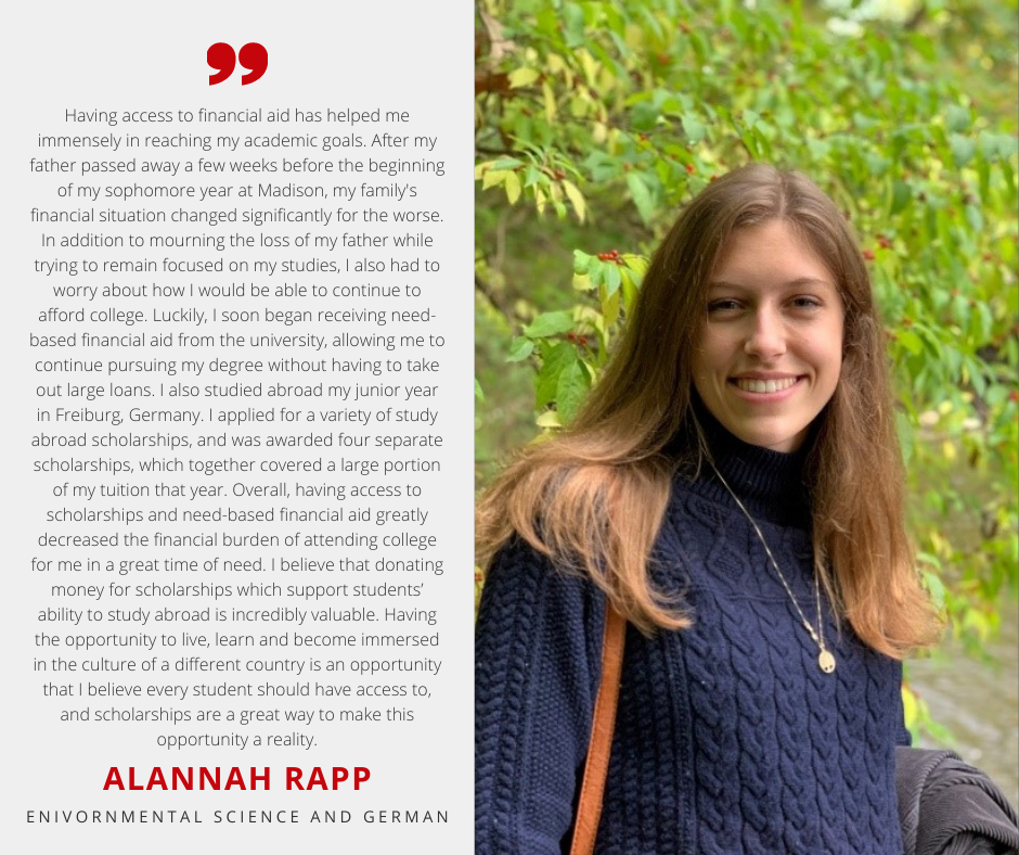 Alannah Rapp with Scholarship Quote